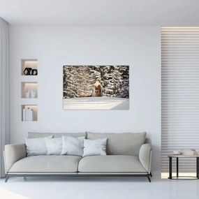 Tablou - Cal în peisaj de iarnă (90x60 cm)