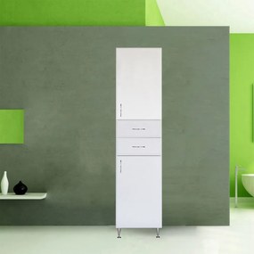 Dulap înalt Bianca Plus 45 cu 2 uși, 2 sertare, alb lucios, dreapta