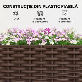 Outsunny Jardinieră Înălțată cu Spalier 20L, Pat de Grădină Înălțat pentru Exterior cu Roți Blocabile, Sistem de Autoirigare, Orificii de Drenaj pentru Plante Cățărătoare, Legume și Flori, Maro | Aosom Romania