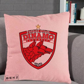 Perna Personalizata FC Dinamo Bucuresti 1948 Fotbal, 40x40 cm, Roz, Husa Detasabila, Perna Inclusa, BEKZ®