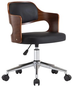 Scaun de birou pivotant, negru, lemn curbat si piele ecologica 1, black and dark brown