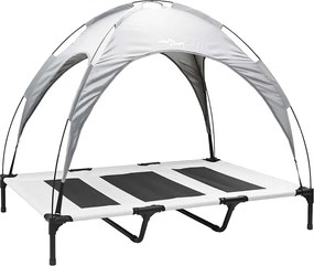 vidaXL Pat pentru câini Manual Gri argintie 122 x 93 x 106,5 cm Oțel