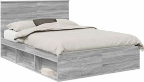 vidaXL Cadru de pat Gri Sonoma 140 x 190 cm Lemn de pin masiv