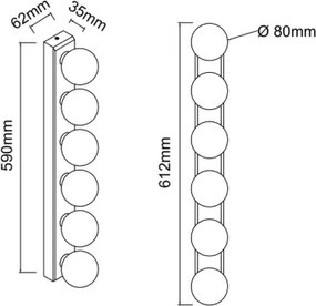 Open Design OR85686 - Aplica de perete MERINO 6xG9/8W/230V 61 cm IP44 alamă