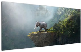 Tablou - Elefant în vârful Taj Mahalului (120x50 cm)