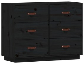 820146 vidaXL Servantă, negru, 100x40x75 cm, lemn masiv de pin