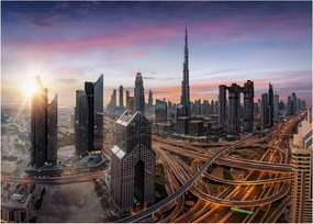 Tablou pe sticlă - Panorama din Dubai (70x50 cm)