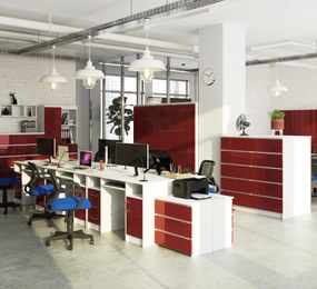 Masă PC Aziza (Alb + roșu lucios). 1069606