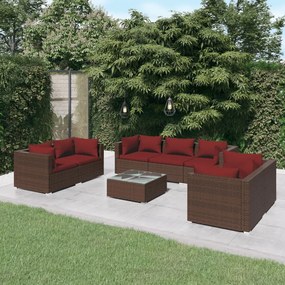 3102275 vidaXL Set mobilier de grădină cu perne, 8 piese, maro, poliratan