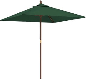 vidaXL Umbrelă soare de grădină stâlp din lemn verde 198x198x231 cm