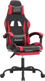 vidaXL Scaun de gaming pivotant/suport picioare negru/roșu piele eco