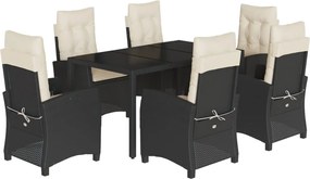 vidaXL Set mobilier de grădină cu perne, 7 piese, negru, poliratan