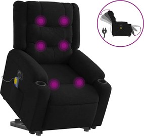 vidaXL Fotoliu electric de masaj rabatabil cu ridicare, negru, textil