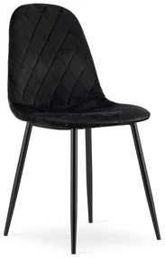 Scaun din catifea neagra cu picioare negre, Asti
