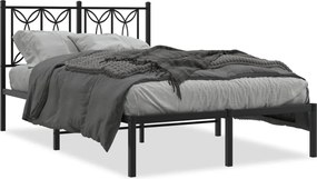 vidaXL Cadru de pat metalic cu tăblie, negru, 120x190 cm