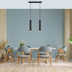 LED Lustră pe cablu TUBA 2xGU10/4,8W/230V neagră/aurie