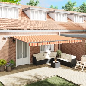 vidaXL Marchiză Manuală Retractabilă cu LED Galben și Portocalie 500x300 cm