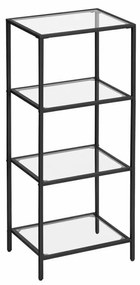 Etajera cu 4 rafturi, metal / sticla temperata, negru, Vasagle