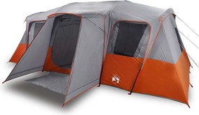 vidaXL Cort de familie tunel pentru 16 persoane, gri, impermeabil