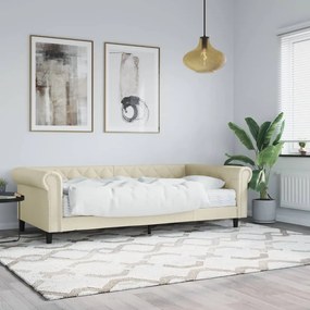 vidaXL Pat de zi cu saltea, crem, 90x200 cm, piele ecologică