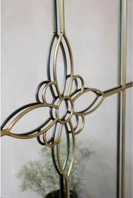 Oglindă cu decor floare, finisaj alamă antichizată, 90×2×180 cm