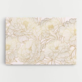 Tablou Canvas, 80x120cm, Dormitor si Living, Flori, Bujori, Golden Peony