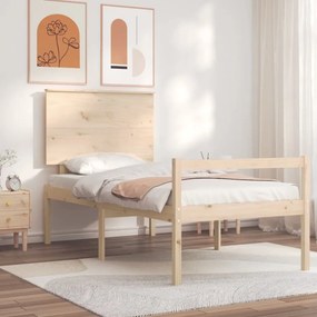3195466 vidaXL Cadru de pat cu tăblie, 90x200 cm, lemn masiv