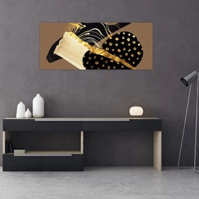 Tablou - Abstracție maro auriu N⁰1 (120x50 cm)