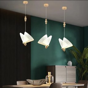 Lustra Pendul Led, Fluture Gold