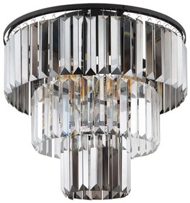 Lustra aplicata design modern NAXIS 3L negru/fumuriu