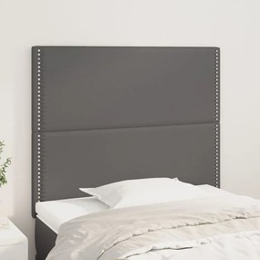 vidaXL Tăblii de pat, 2 buc, gri, 100x5x78/88 cm, piele ecologică