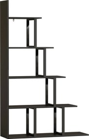 HOMCOM Etajeră bibliotecă separator de încăpere stil industrial în scară 5 rafturi 102 x 30 x 160 cm coloris negru | Aosom Romania