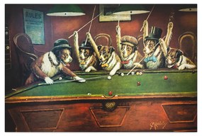 Tablou canvas Dog Playing Snooker 90x60 cm