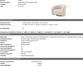 Fotoliu pivotant design LUX Cristo brisbane crem 114473 HZ