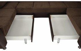 Colţar, piele ecologică maro/material textil maro, SANTIAGO U MARE