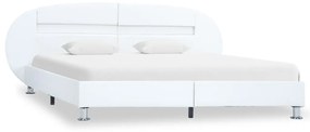 Cadru de pat cu LED, alb, 140 x 200 cm, piele ecologica Alb, 140 x 200 cm