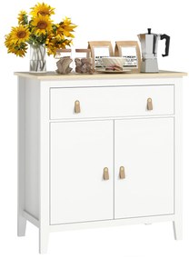 HOMCOM Bufet salon mobilier de depozitare cu dulap cu 2 uși, sertar și raft reglabil, 80 x 40 x 90 cm, alb | Aosom Romania