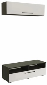 Living haaus Haga V11, Alb Lucios/Negru, MDF, L 120 cm