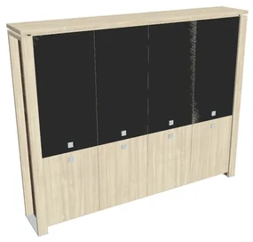 Dulap înalt Verno+ 260 x 46 x 210 cm, uși combinate, salcâm / negru