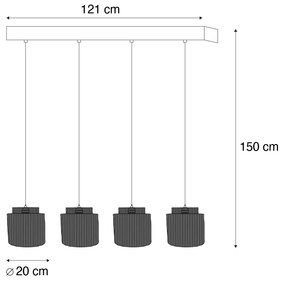 Lampă suspendată Japandi neagră cu frânghie maro, 4 lumini - Smilla
