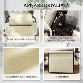 Outsunny Sezlong pliabil cu spatar inclinabil pe 4 nivele, Scaun | Aosom Romania