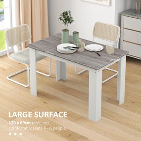 HOMCOM Masă Modernă de Dining pentru 4-6 Persoane 120x69x75 cm Gri și Alb | Aosom Romania
