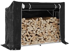vidaxL Raft pentru lemn de foc cu capac de ploaie otel galvanizat