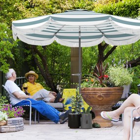 Outsunny Umbrelă de grădină 2,7 m, umbrelă de exterior inclinabilă UPF 30+ cu manivelă, 8 baleiene, albastru clar și alb | Aosom Romania