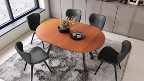 Mazzoni ALMO Calvados/picioare negre - MASĂ ROTUNDĂ EXTENSIBILĂ CU PICIOARE ÎN FORMĂ DE Y STIL LOFT PENTRU SALON/SUFRAGERIE