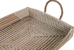Set 2 tăvi decorative din iarbă de mare împletită, natur și galben, 15 x 52 x 38 cm, „Séry”