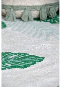 Covor pentru copii verde/crem lavabil/țesut manual din bumbac 140x200 cm Tropical Green – Lorena Canals