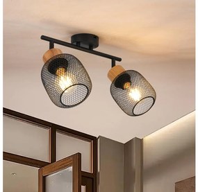 Brilagi - Spot de iluminat BASKLITE 2xE27/15W/230V lemn de cauciuc/negru