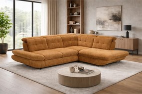 Coltar living SIENA MIC, sezlong dreapta, stofa catifelata verde olive