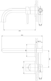 Baterie lavoar incastrata Omnires Y 20.5 cm cu corp ingropat
